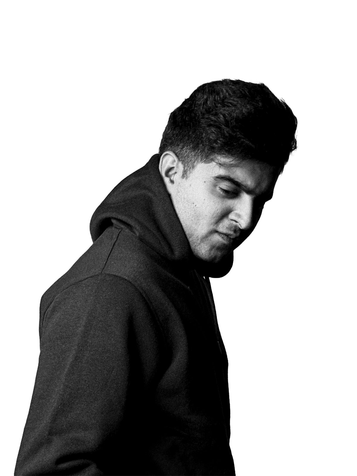 Black hoodie profile cutout