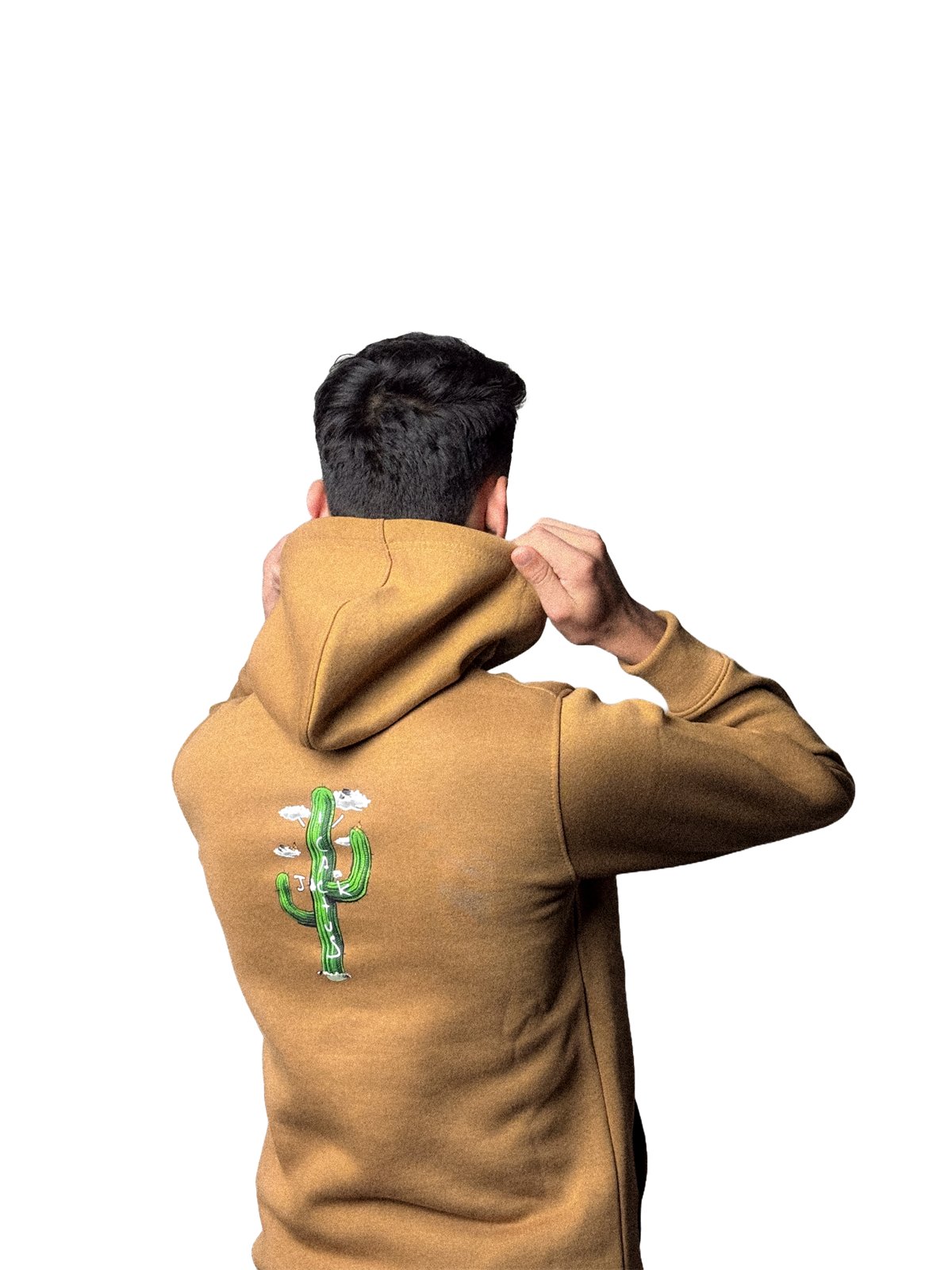 Back view of the camel hoodie artwork